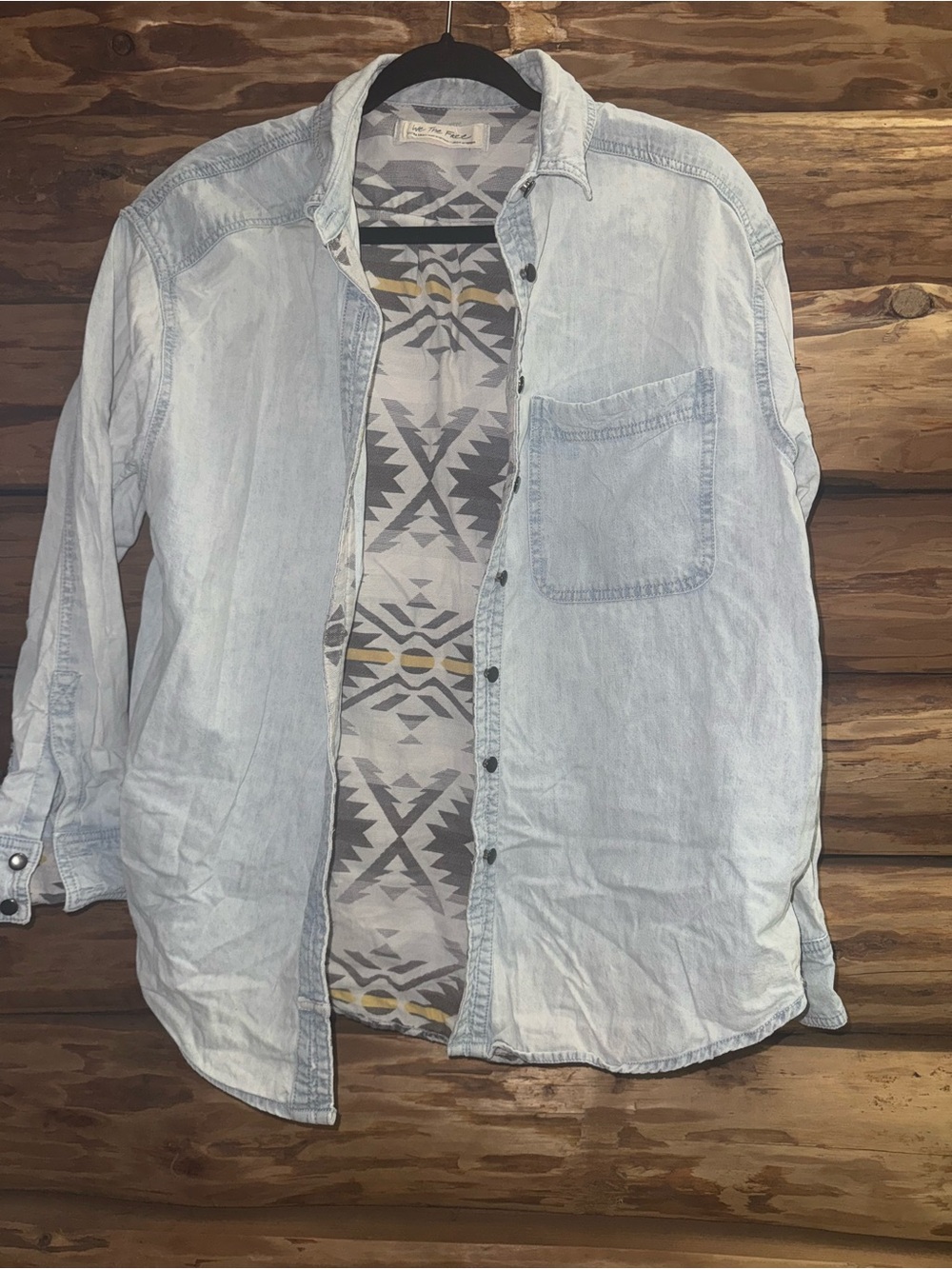 We The Free Light Blue Denim Button-Down Shirt Sz XS